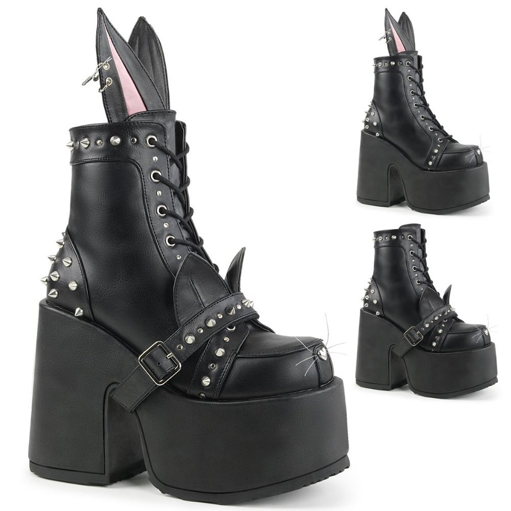 Demonia Camel Chunky Platform Goth Punk Kitty Kat Bunny Ankle Boots